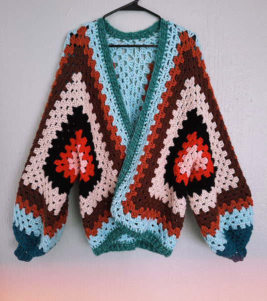 Granny Hexagon Cardigan. One of a Kind.
