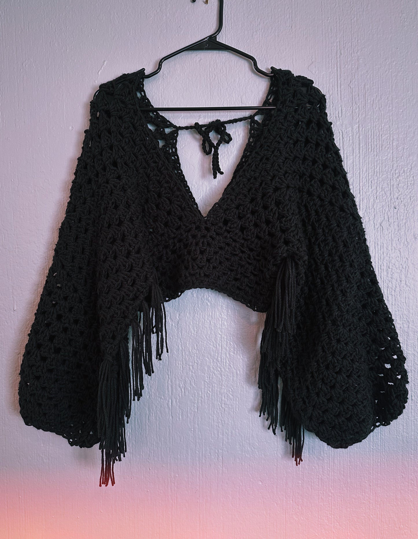 Cropped Bell-Sleeve Fringe Sweater top! CUSTOM ONLY