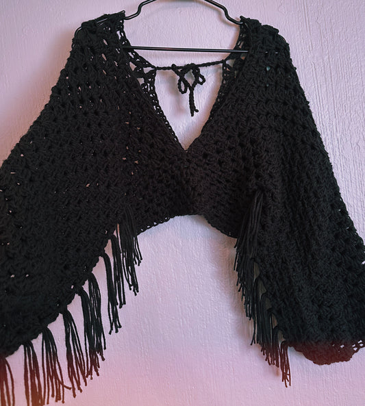 Cropped Bell-Sleeve Fringe Sweater top! CUSTOM ONLY